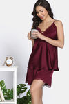Zivame Bridal Satin Short Set - Purple Potion — thumbnail 1
